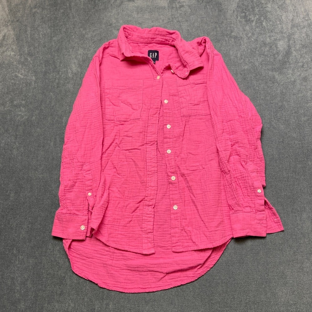 Gap Shirt Womens XS Pink Long Sleeve Chest Dual Pockets Classic Button Up